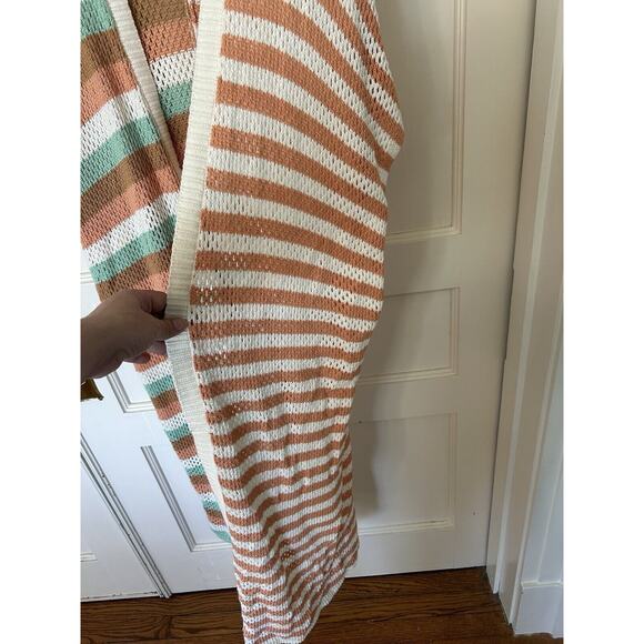 Torrid Striped Open Knit Duster Sweater Vest Womens Size 3XL/4XL White Tan Boho - Picture 4 of 10